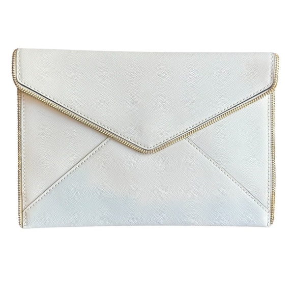 NWOT Rebecca Minkoff White Saffiano Leather envelope Clutch Bag MSRP $145